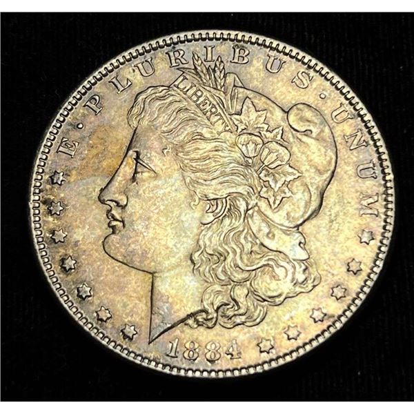 Glorious Toning 1884 Morgan Silver Dollar MS64