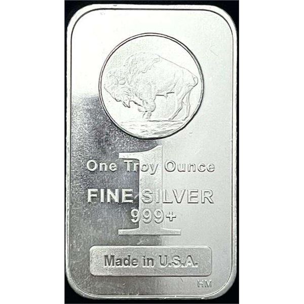 Highland Mint Buffalo Bison 1 ozt .999 Silver Bar