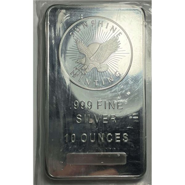 Sunshine Minting 10 ozt .999 Silver Bar