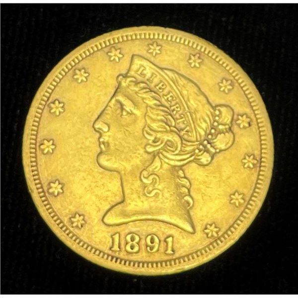 Last Minute! 1891-CC Gold Liberty Head $5 AU Details