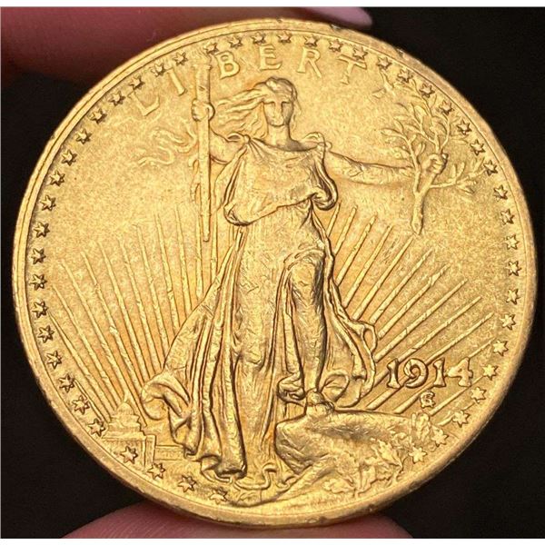 Last Minute! 1914 Gold Saint Gaudens $20 AU58