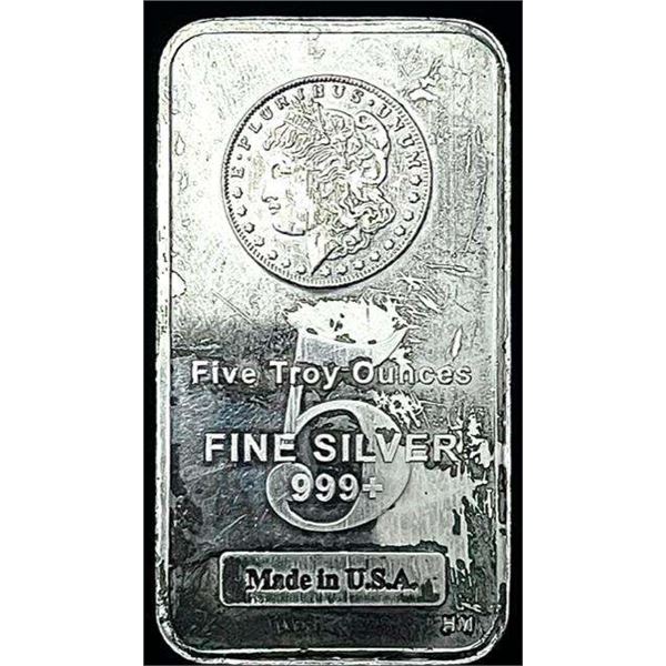 Highland Mint Morgan Design 5 ozt .999 Silver Bar