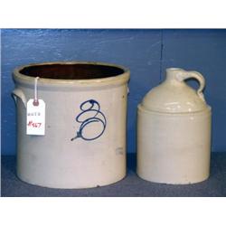 STONEWARE CROCK AND JUG