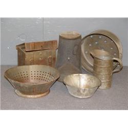 TRAY LOT WITH TOLE STRAINERS, ETC.