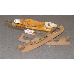 LOT 2 PAIR OF OLD ICE SKATES