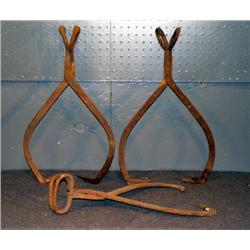 A LOT OF 3 ICE TONGS