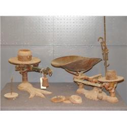 LOT OF SCALES AND WEIGHTS INCL CROW FOOT