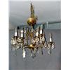 Image 1 : BRASS 5 BRANCH CHANDELIER WITH GLASS PRISM DROPS