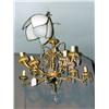 Image 1 : BRASS CHANDELIER WITH PRISMS AND HANGING FIXTURE