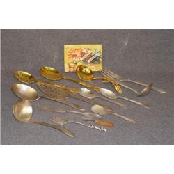 TRAY LOT SERVING SPOONS, INCL 2 STERLING