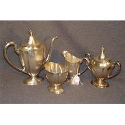 4 PC W. M. M'T'S SHEFFIELD DESIGN PLATED TEA SET