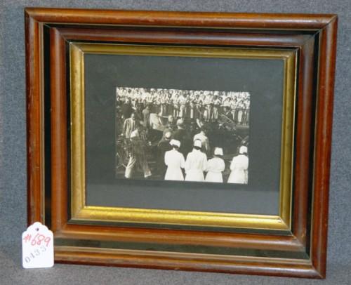 BLACK WALNUT FRAME WITH PHOTOGRAPH OF FDR IN CAR