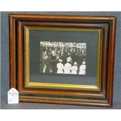 BLACK WALNUT FRAME WITH PHOTOGRAPH OF FDR IN CAR