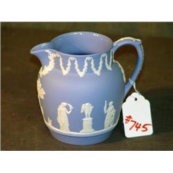 BLUE AND WHITE WEDGWOOD PITCHER 5" HIGH