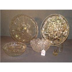 LOT 6 PCS GLASS INCL CUT BOWL AND MOTTO TUMBLER
