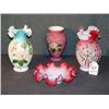 Image 1 : LOT 4 PCS CASED GLASS INCL ENAMEL DECORATED PAINT