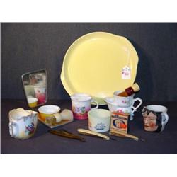 PLATE LOT OF SHAVING ITEMS INCL STRAIGHT RAZORS