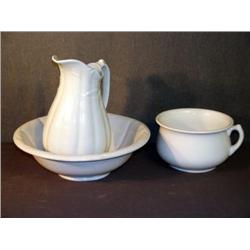 J AND G MEAKIN IRONSTONE PITCHER, BOWL AND CHAMBER