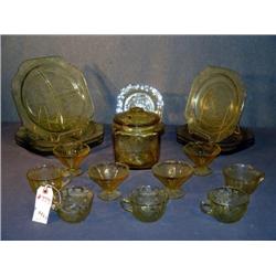 LOT 23 PCS VASELINE DEPRESSION GLASS
