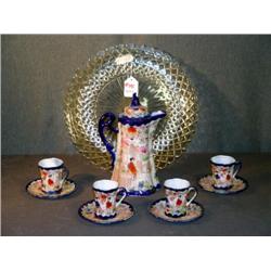 JAPANESE CHOCOLATE POT WITH 4 CUPS AND SAUCERS