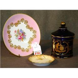 LOT 3 ODD PCS LIMOGES INCL DRESSER JAR