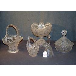 LOT 5 GLASS PCS, BIRD DECORATED