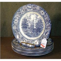 SET 7 LIBERTY BLUE PLATES