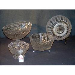 LOT 4 PRESSED GLASS BOWLS
