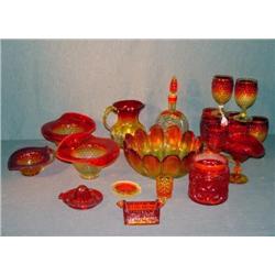 LOT OF 21 PCS RED AND YELLOW GLASS