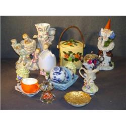 TRAY LOT DECORATIVE CHINA INCL COOKIE JAR, ETC.