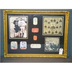 FRAMED BASEBALL COLLAGE INCL RUTH AND GEHRIG