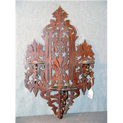 PIERCED CARVED BLACK WALNUT VICTORIAN NICNAC SHELF