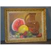 Image 1 : OIL ON PANEL FRUIT STILL LIFE 17"X13"