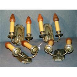 DECO DOUBLE BRANCH WALL SCONCES- 4 X THE MONEY