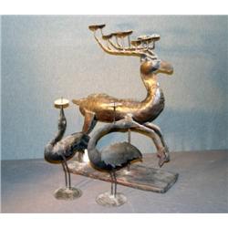 LOT 3 DECORATIVE METAL DEER AND BIRDS