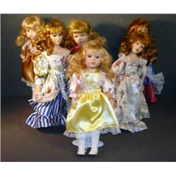 LOT OF 6 PORCELAIN HEAD COLLECTOR DOLLS