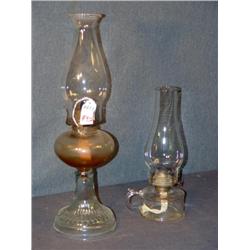 LOT OF 2 OIL LAMPS INCL RING HANDLED