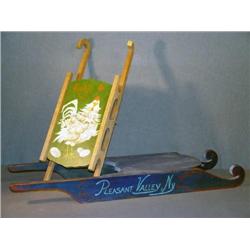 LOT OF 2 DECORATED WOODEN SLEDS