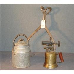 ICE TONGS, BURNER AND TOLE PAIL