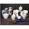 Image 1 : LOT OF MILK GLASS, MUGS, AND SLEIGH BELL