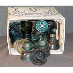 LOT OF 20 OLD INSULATORS, INCL HEMMINGRAY