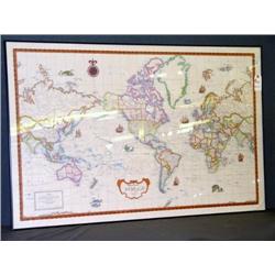 LARGE FRAMED MAP OF WORLD