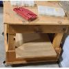 Image 2 : WOODEN WORK TABLE W/ CONTENTS 