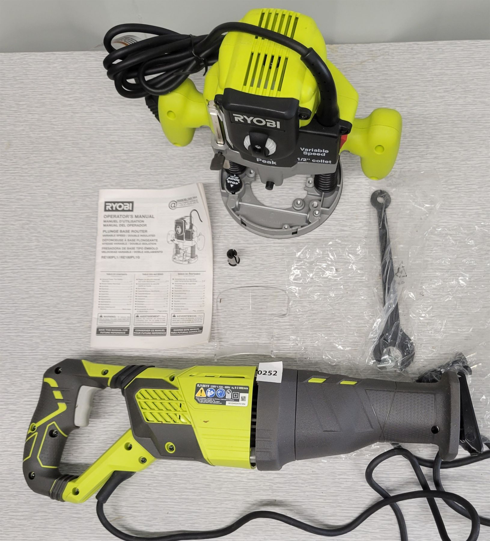 LOT OF 2 - RYOBI PLUNGE BASE ROUTER & VARIABLE SPEED RECIPROCATING SAW ...