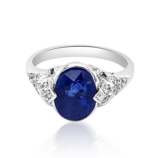 2.59ct Natural Ceylon Blue Sapphire 14K White Gold Ring