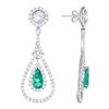 Image 1 : 4ct Pear Emerald & Diamond Earrings