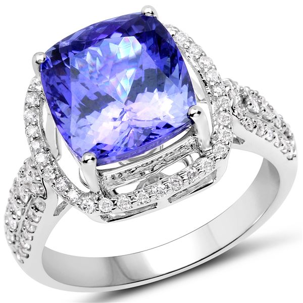 5.8ct Tanzanite 14K White Gold Ring