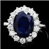 Image 1 : 14k Gold 6.00ct Sapphire 1.40ct Diamond Ring