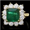 Image 1 : 18k Gold 4.00ct Emerald 1.90ct Diamond Ring