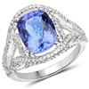 Image 1 : 5.16ct Tanzanite 14K White Gold Ring